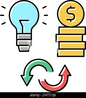 idea to money converter color icon vector illustration Stock Vector