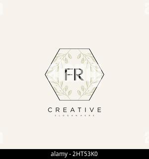 FR Initial Letter Flower Logo Template Vector premium vector Stock Vector
