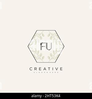FU Initial Letter Flower Logo Template Vector premium vector Stock Vector