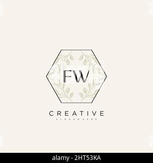 FW Initial Letter Flower Logo Template Vector premium vector Stock Vector