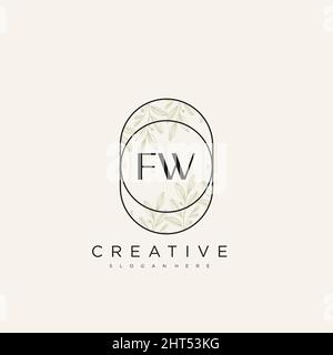 FW Initial Letter Flower Logo Template Vector premium vector Stock Vector