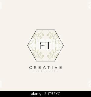 FT Initial Letter Flower Logo Template Vector premium vector Stock Vector