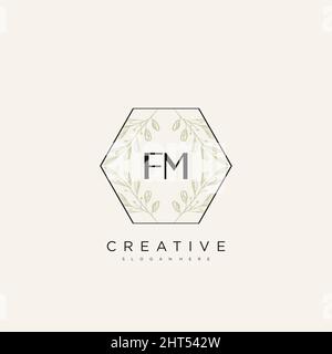 FM Initial Letter Flower Logo Template Vector premium vector Stock Vector