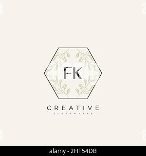 FK Initial Letter Flower Logo Template Vector premium vector Stock Vector