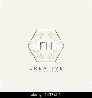 FH Initial Letter Flower Logo Template Vector premium vector Stock Vector