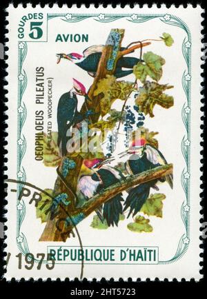 Cinderella stamp in the Haiti series issued in 1975. Illegal issue produced without the permission of the Haitian post office, the label had no legal postal value. Stock Photo