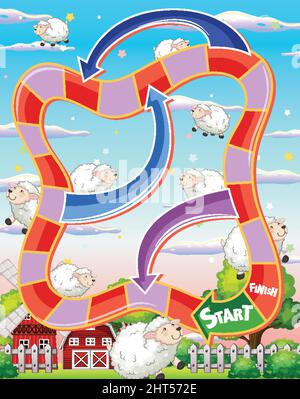 Snake and ladders game template  illustration Stock Vector