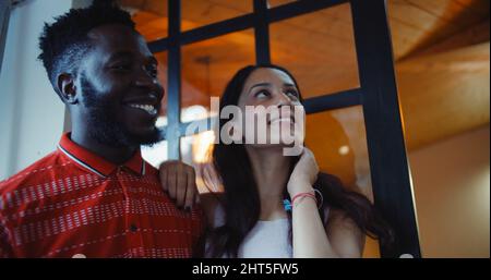 South Asian couple looking sideways Stock Photo