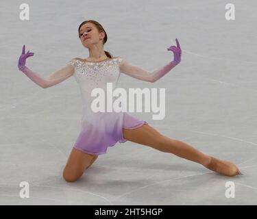 Beijing, Hebei, China. 15th Feb, 2022. Ekaterina Kurakova (POL) in the women s figure skating short program during the Beijing 2022 Olympic Winter Games at Capital Indoor Stadium. (Credit Image: © David G. McIntyre/ZUMA Press Wire) Stock Photo