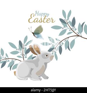 Vector Easter illustration. Happy Easter greeting card. Stock Vector