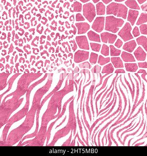 Set of seamless patterns with animal prints. Stock Vector