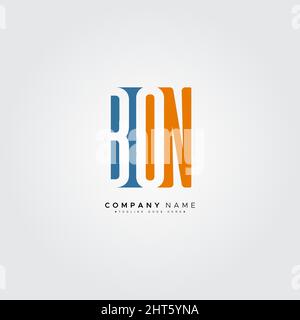 Vector Logo Template for Initials BON - Simple Alphabet Letters Logo - Logo Template for Business Name Initials in Monogram Style Stock Vector