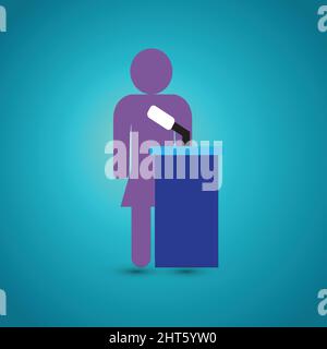 Silhouette of a woman giving a speech from the tribune Stock Vector
