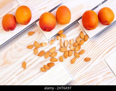 Yellow orange pricot kernels, healthy and tasty. Stock Photo