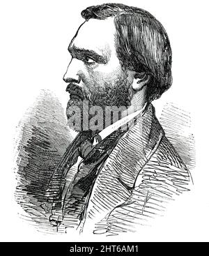 Professor Kinkel, from a lithograph published at Berlin, 1850. 'Gottfried Kinkel, Professor of History in the University of Bonn, was one of the more eminent among the literary men of Germany who mistook the Revolution of 1848 for the beginning of a new social era, threw himself into the political agitation of the time, for which his powers were unfit, and finally joined the insane revolt in Baden, in May, 1849, which ended in the dispersion of the revolutionary army, or rather mob, by the Prussian troops, and the restoration of the legal Government....How a man of learning, genius, and refine Stock Photo