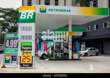 Brazilian oil company Petrobras BR gas station on a gloomy day in Brazil Stock Photo