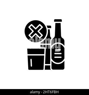 Forbidden alcohol drinks color line icon. Isolated vector element. Outline pictogram for web page, mobile app, promo Stock Vector