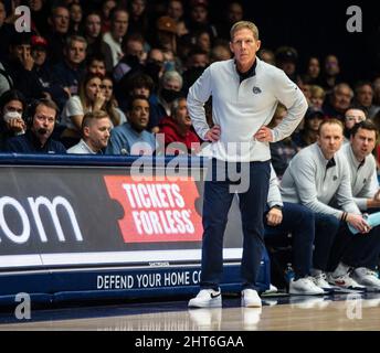 Moraga, CA U.S. 26th Feb, 2022. A. Gonzaga head coach Mark Few on the court during the NCAA Men's Basketball game between Gonzaga Bulldogs and the Saint Mary's Gaels. Saint Mary's beat Gonzaga 67-57 at University Credit Union Pavilion Moraga Calif. Thurman James/CSM/Alamy Live News Stock Photo