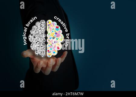 Closeup of the difference in the human brain Stock Photo