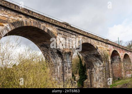 The rail viaduct over the River Tees at Yarm,England,UK Stock Photo