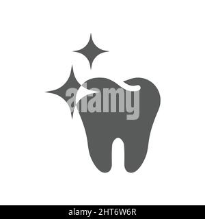 Tooth healthy and strong black icon. Dental health and hygiene filled symbol. Stock Vector