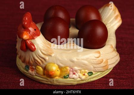 Orthodox Easter, painted eggs and Easter cake. Christian traditions. High quality photo Stock Photo