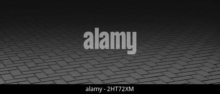 Texture of gray patterned paving tiles on the ground of street, perspective view. Stock Photo
