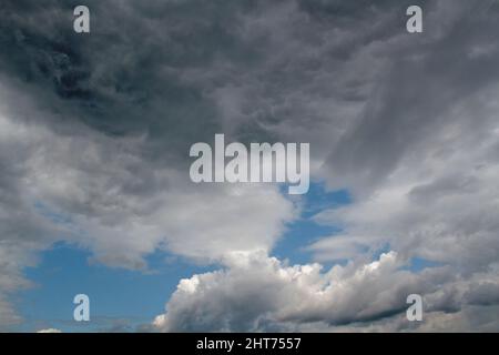 Texture of a gray sky. Dramatic gray clouds, moody day Stock Photo