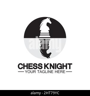 Black Chess Knight Horse silhouette logo design vector template Stock Vector