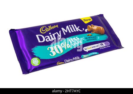 Cadbury Dairy Milk 30% Less Sugar Chocolate Bar Stock Photo