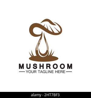 Mushroom Logo Vector Simple & Modern or Agriculture Organic Food Design Template Stock Vector