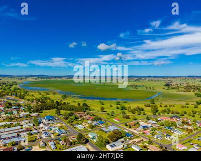 Aerial view of Guyra, New South Wales Stock Photo