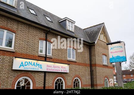 Woodbridge Suffolk UK February 19 2022: Outside the popular and award winning branch of the Adnams shop in Woodbridge Stock Photo