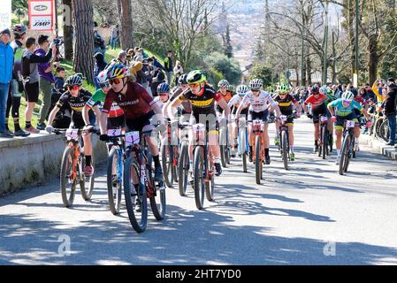 Verona, Italy. 27th Feb, 2022. Open woman race, MTB - Mountain Bike in Verona, Italy, February 27 2022 Credit: Independent Photo Agency/Alamy Live News Stock Photo