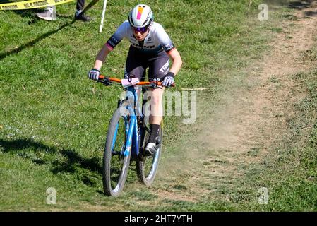 Parco delle Colombare, Verona, Italy, February 27, 2022, (8) - Virag Buzsaki (HUN)  during  Verona MTB International XCO 2022 - Open woman race - MTB - Mountain Bike Stock Photo