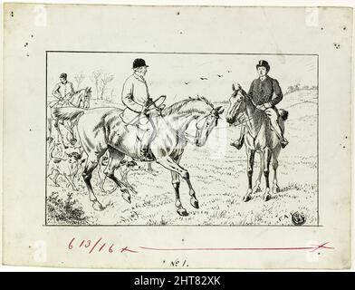 Three Riders at a Hunt, 1867/83. Stock Photo