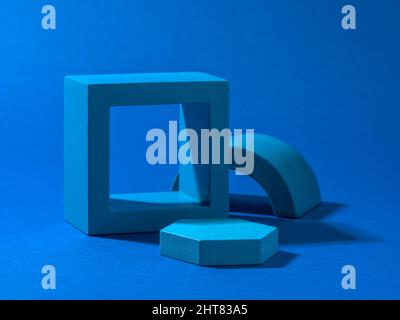Blue shapes over blue background Stock Photo