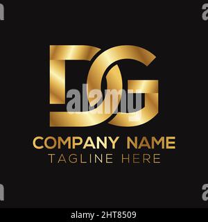 Golden metallic DG letter logo design Stock Vector