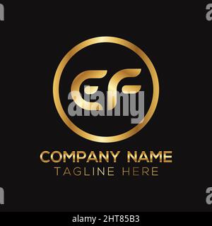 Creative golden letter EF e f logo with leading lines and road concept ...