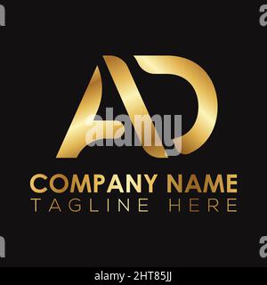 A&D Initial logo. Ornament gold Stock Vector