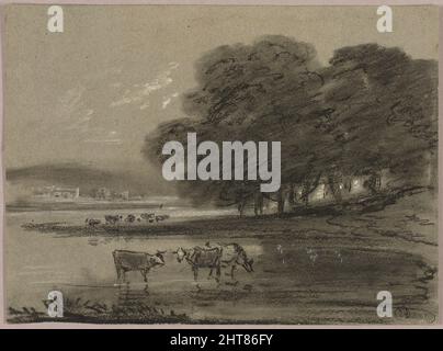 Landscape with Cows, n.d. Stock Photo