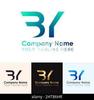 Abstract gradient BY letter logo design Stock Vector