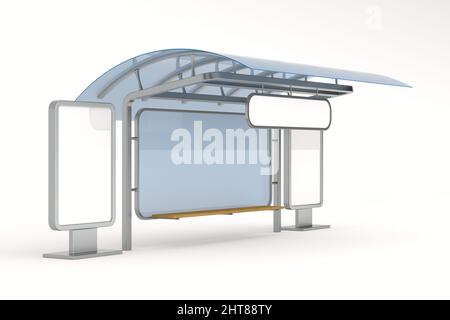 Bus stop on white background Stock Photo - Alamy