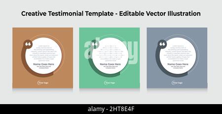 Creative Testimonial Templates - Editable Vector Illustration Stock Vector