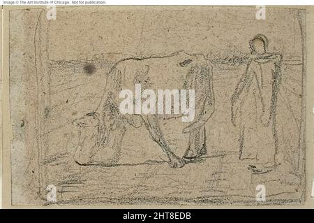 Study for Woman Pasturing her Cow, c. 1858. Stock Photo