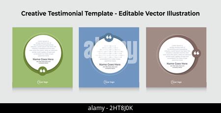 Creative Testimonial Templates - Editable Vector Illustration Stock Vector