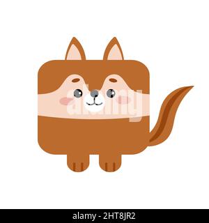 Square chipmunk forest animal face icon isolated on white background. Stock Vector