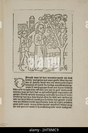 Jesus Calling Zacchaeus from Geistliche Auslegung des Lebens Jesu Christi (The Spiritual Interpretation of the Life of Christ), Plate 15 from Woodcuts from Books of the 15th Century, c. 1485, portfolio assembled 1929. Stock Photo