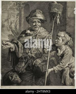 Historical artwork of a 17th century rat-catcher - Stock Image