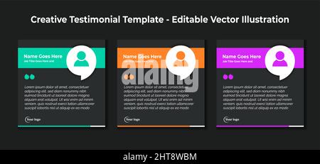 Creative Testimonial Templates - Editable Vector Illustration Stock Vector